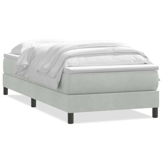 Boxspring met matras fluweel lichtgrijs 90x210 cm 2