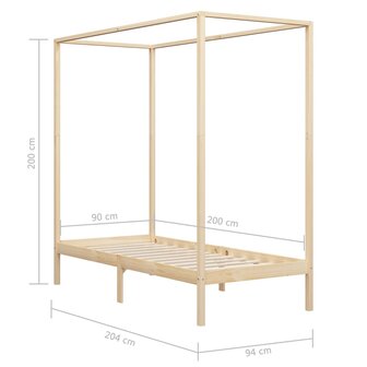 Hemelbedframe massief grenenhout 90x200 cm 7