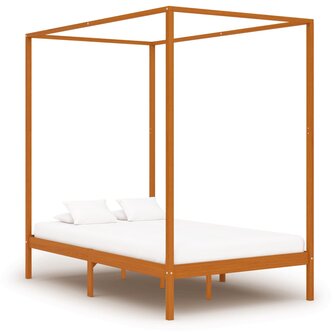 Hemelbedframe massief grenenhout honingbruin 120x200 cm 1