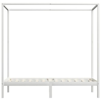 Hemelbedframe massief grenenhout wit 100x200 cm 3