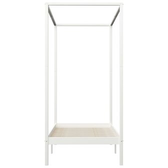 Hemelbedframe massief grenenhout wit 100x200 cm 4