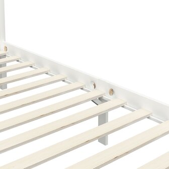 Hemelbedframe massief grenenhout wit 100x200 cm 5