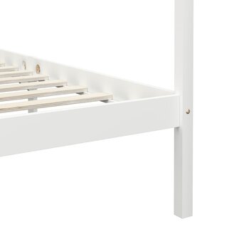 Hemelbedframe massief grenenhout wit 100x200 cm 6