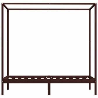 Hemelbedframe massief grenenhout donkerbruin 90x200 cm 3