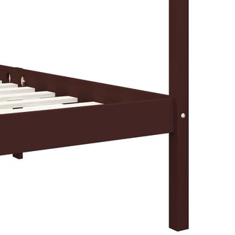 Hemelbedframe massief grenenhout donkerbruin 90x200 cm 6