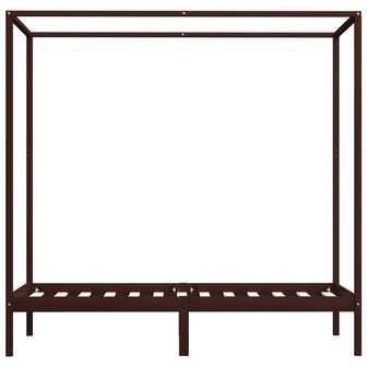 Hemelbedframe massief grenenhout donkerbruin 100x200 cm 3