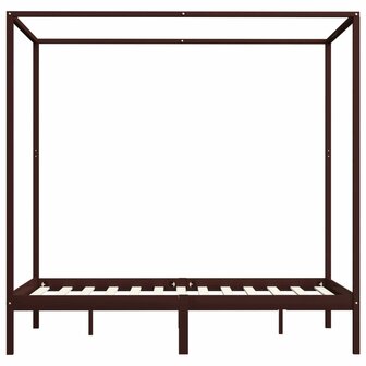 Hemelbedframe massief grenenhout donkerbruin 120x200 cm 3