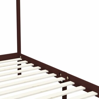 Hemelbedframe massief grenenhout donkerbruin 120x200 cm 5