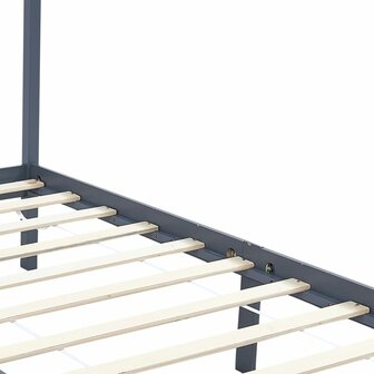Hemelbedframe massief grenenhout grijs 90x200 cm 5