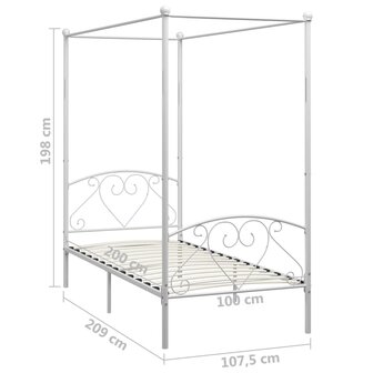 Hemelbedframe metaal wit 100x200 cm  5