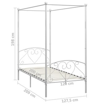 Hemelbedframe metaal wit 120x200 cm  5