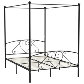Hemelbedframe metaal zwart 160x200 cm  2
