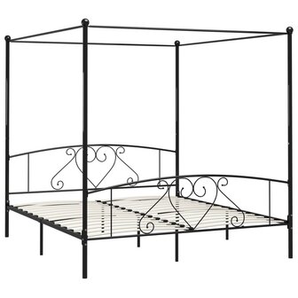 Hemelbedframe metaal zwart 200x200 cm  2