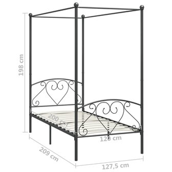 Hemelbedframe metaal grijs 120x200 cm  5