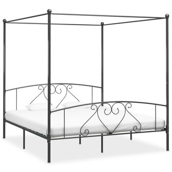 Hemelbedframe metaal grijs 200x200 cm  1