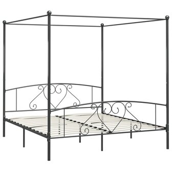 Hemelbedframe metaal grijs 200x200 cm  2
