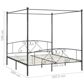 Hemelbedframe metaal grijs 200x200 cm  5