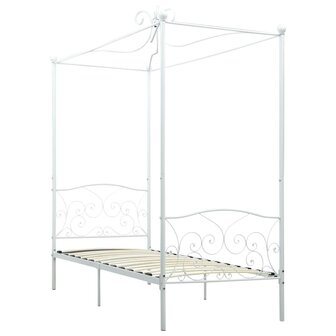 Hemelbedframe metaal wit 90x200 cm 2