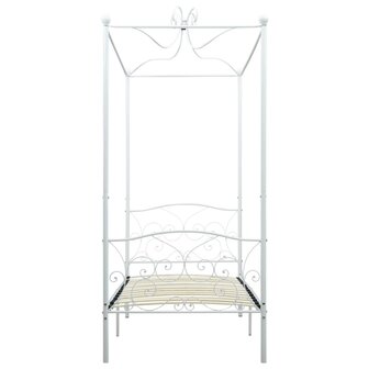 Hemelbedframe metaal wit 90x200 cm 3