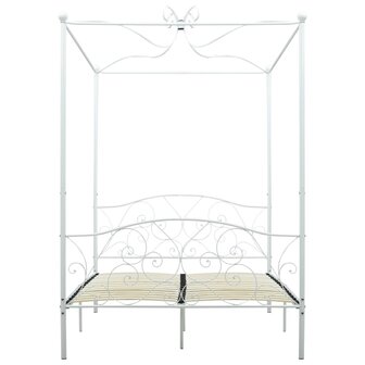 Hemelbedframe metaal wit 140x200 cm 3