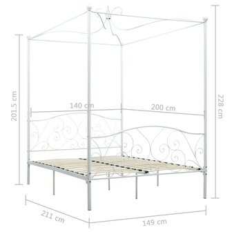 Hemelbedframe metaal wit 140x200 cm 5