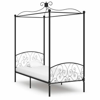 Hemelbedframe metaal zwart 90x200 cm 1