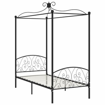 Hemelbedframe metaal zwart 90x200 cm 2