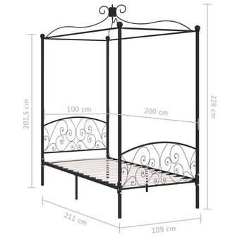Hemelbedframe metaal zwart 100x200 cm 6