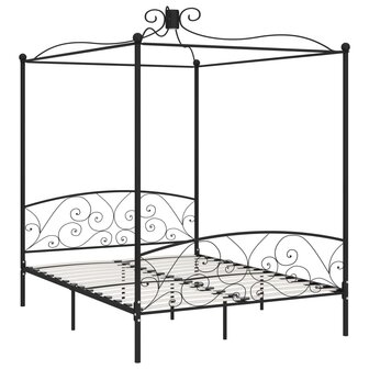 Hemelbedframe metaal zwart 160x200 cm 2