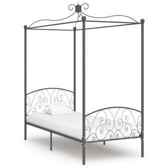 Hemelbedframe metaal grijs 90x200 cm 1