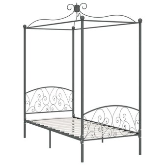 Hemelbedframe metaal grijs 90x200 cm 2