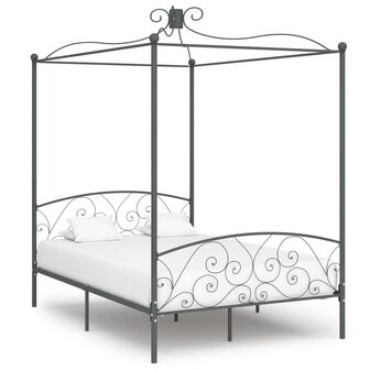 Hemelbedframe metaal grijs 140x200 cm 1