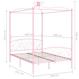 Hemelbedframe metaal roze 140x200 cm 6