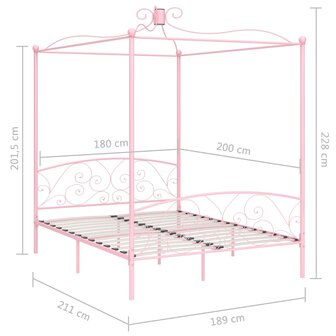 Hemelbedframe metaal roze 180x200 cm 6