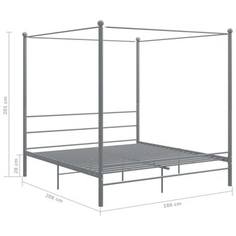 Hemelbedframe metaal grijs 180x200 cm  6