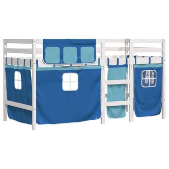 Kinderhoogslaper met gordijnen 80x200 cm grenenhout blauw 3