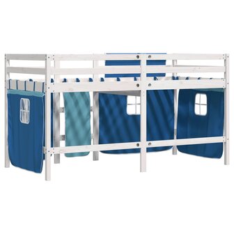 Kinderhoogslaper met gordijnen 80x200 cm grenenhout blauw 6