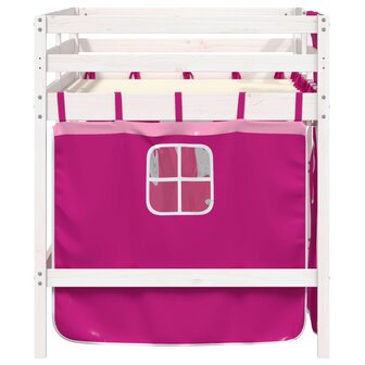 Kinderhoogslaper met gordijnen 80x200 cm grenenhout roze 5