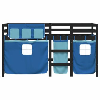Kinderhoogslaper met gordijnen 80x200 cm grenenhout blauw 4