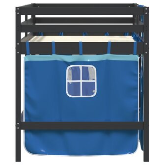 Kinderhoogslaper met gordijnen 90x200 cm grenenhout blauw 5