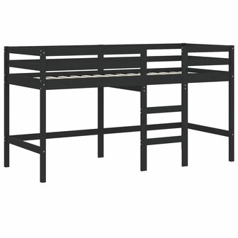 Kinderhoogslaper met tunnel 80x200 cm grenenhout wit en zwart 9