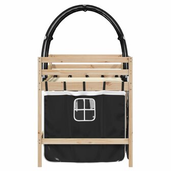 Kinderhoogslaper met tunnel 90x200 cm grenenhout wit en zwart 5