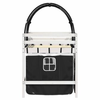 Kinderhoogslaper met tunnel 90x200 cm grenenhout wit en zwart 5
