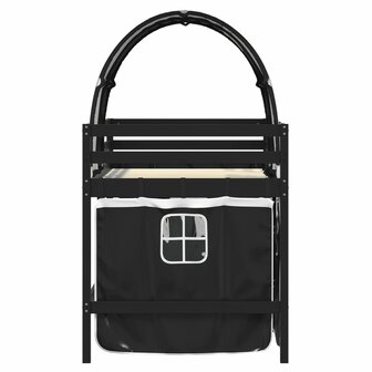 Kinderhoogslaper met tunnel 90x200 cm grenenhout wit en zwart 5