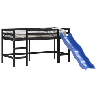 Kinderhoogslaper met glijbaan grenenhout zwart 90x190 cm 3