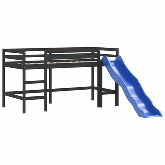 Kinderhoogslaper met glijbaan grenenhout zwart 90x190 cm 4