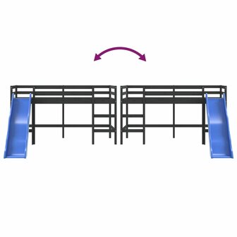 Kinderhoogslaper met glijbaan grenenhout zwart 90x190 cm 8