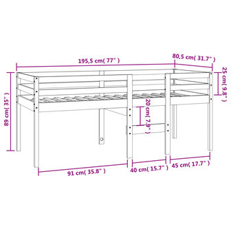 Hoogslaper massief grenenhout wasbruin 75x190 cm 9