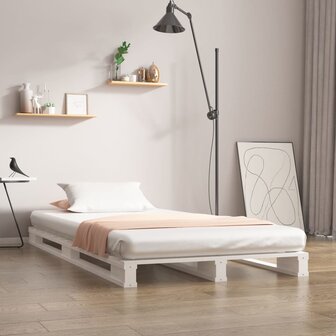 Palletbed massief grenenhout wit 100x200 cm 1