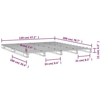 Palletbed massief grenenhout honingbruin 120x200 cm 8
